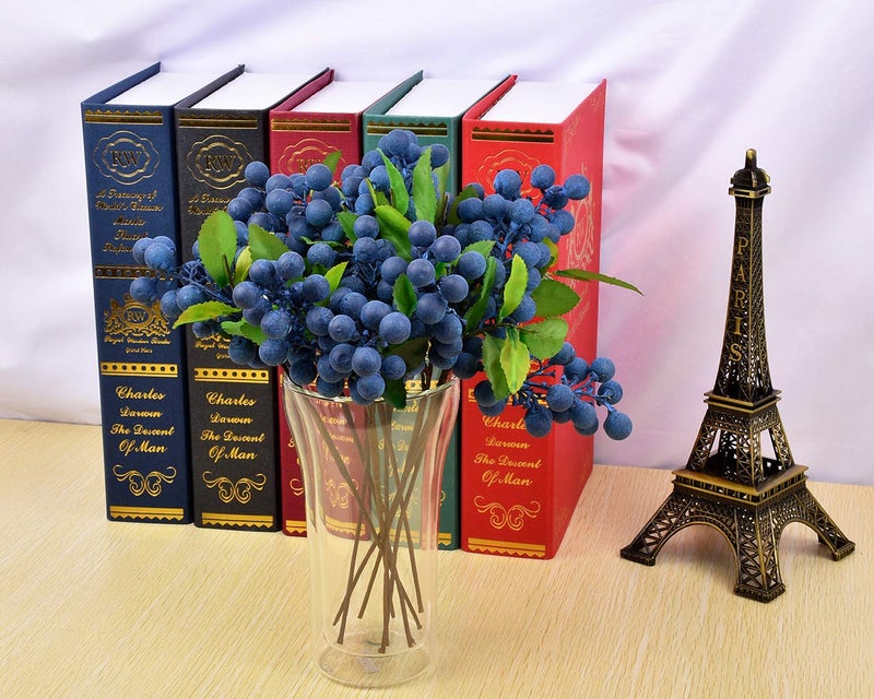 DS.DISTINCTIVE STYLE DS. DISTINCTIVE STYLE Artificial Blueberries 4 Pieces Lifelike Faux Fruit Berries Fake Flowers for Decoration (Blue) - Image 5